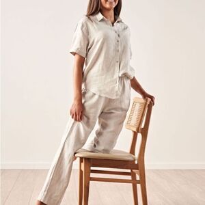Linen House Nimes Linen Sleepshirt Natural L NWT‎